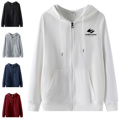 Cotton Terry Sports Zipper Hoodie Unisex
