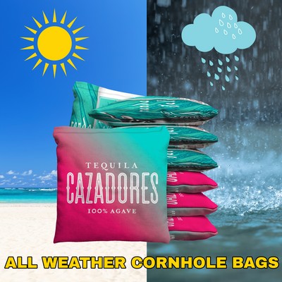 All Weather Regulation Cornhole 1 lb Resin Filled Full Color Double Sided Custom Bean Bag Toss Bags