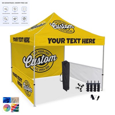 10' x 10' Commercial Aluminum Frame Tent Kit w/ Full Back Wall+2 Half Side Walls