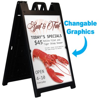 White Deluxe Sandwich Board Display w/ 2 Sided Changeable Graphic