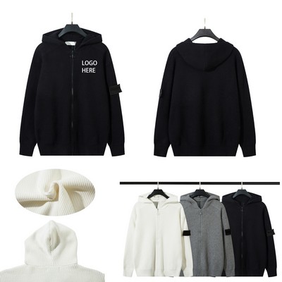 Men's Zip Up Hoodie With Pockets Oversized Fleece Sweatshirt Winter Jacket