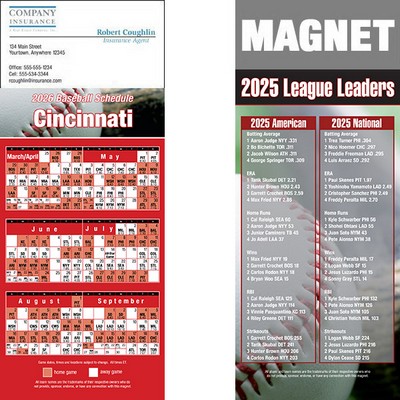 Cincinnati Pro Baseball Schedule Magnet (3 1/2"x8 1/2")