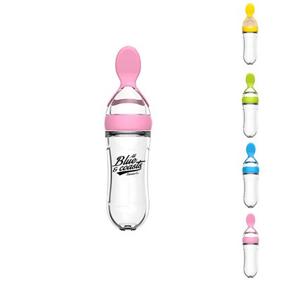 3.04oz Silicone Baby Bottle with Spoon