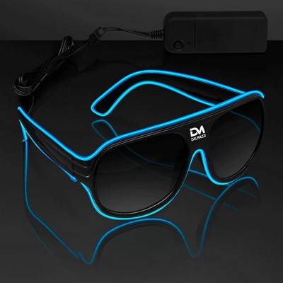 Blue "Neon Look" Aviator EL Shades - PRINTED