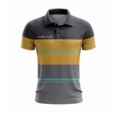 Men's Short Sleeve Sublimated Jacquard Stripe Polo Shirt 160GSM