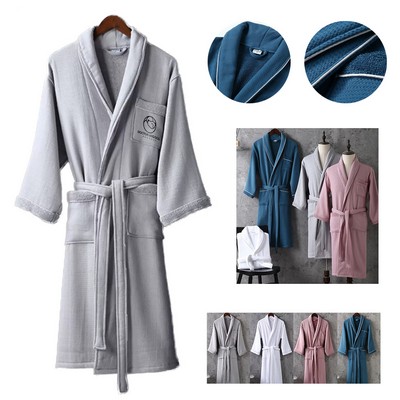 100% Cotton Double-Layer Waffle Weave Bathrobe