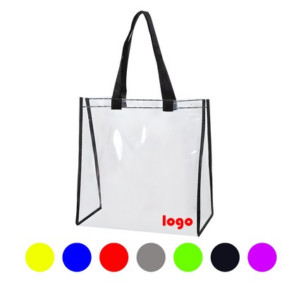 Clear PVC Stadium Tote Bag With Polyester Trim