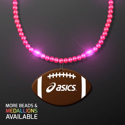 Pink Pizzazz LED Bead Necklace with Football Medallion - PRINTED