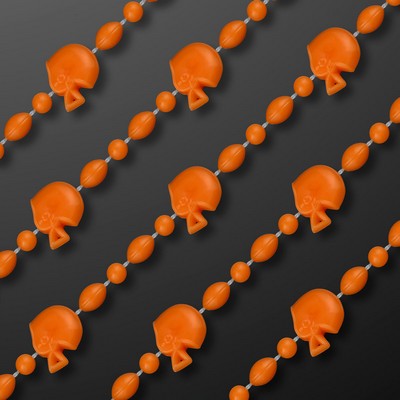 Orange Football Helmet Bead Necklaces in Team Colors (NON-LIGHT UP) - BLANK