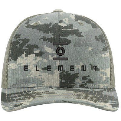 Richardson 112P Printed 6-Panel Snapback Trucker Hat w/Leatherette Adhesive Patches