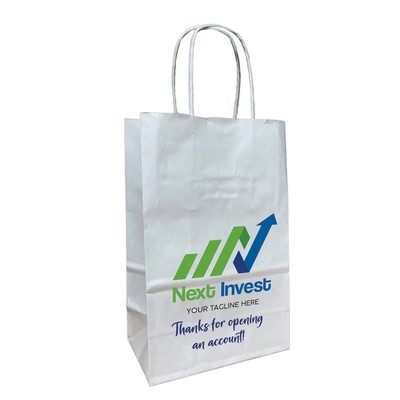 White Twisted Handle Paper Shopper Bag With Full Color Printing