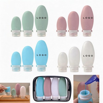 Silicone 4 Pack Travel Bottles Set with Custom Logo