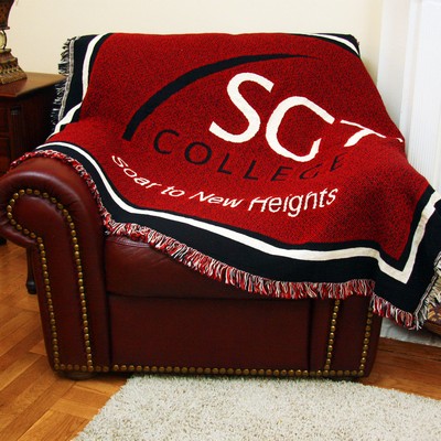 Custom 2.5-Layer CottonWeave™ Throw Blanket, USA-made. Size L (52"x 60")