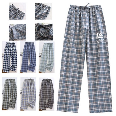 Men's Cotton Plaid Pajama Lounge Bottoms
