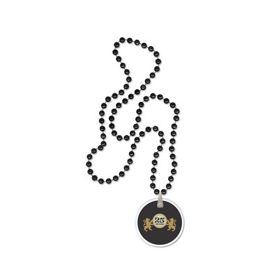Mardi Gras Beads with a Decal on a Hanging Disk