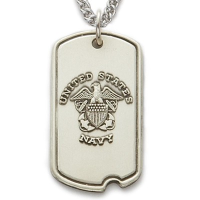 U.S. Navy Sterling Silver Dog Tag w/24" Chain & Jewelry Box