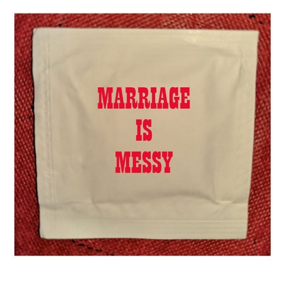 Stock "Marriage Is Messy 1" Moist Towelettes (Pack of 50)