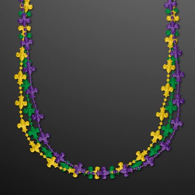 Fleur de Lis Beads for Mardi Gras (NON-Light Up) - BLANK