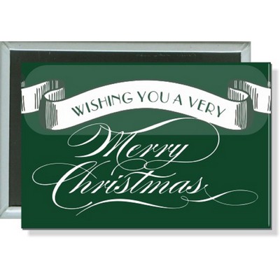 Christmas - Wishing You A Very Merry Christmas - 3''x 2'' Rect. Button
