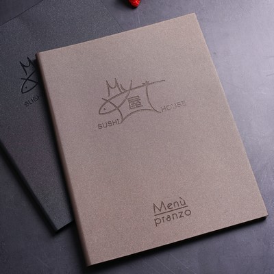 Fully Customized PU Leather Menu Cover W/Plastic Insert