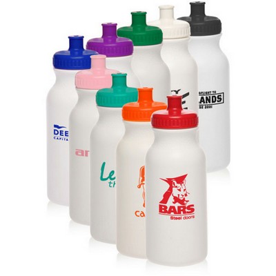20 Oz. White Super Value Sports Bottle w/ Ridged Cap