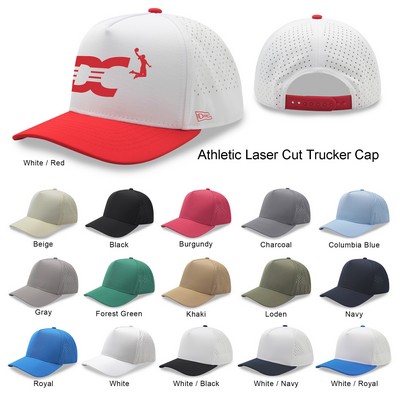 5 Panel Sport Trucker Cap w/Laser Cut Mesh Back