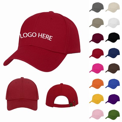 6 Panel 100% Cotton Twill Baseball Cap