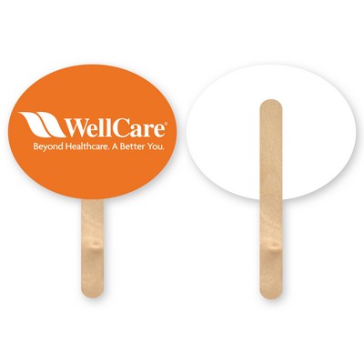 Mini Oval Shape Single Hand Fan w/Wood Stick Handle