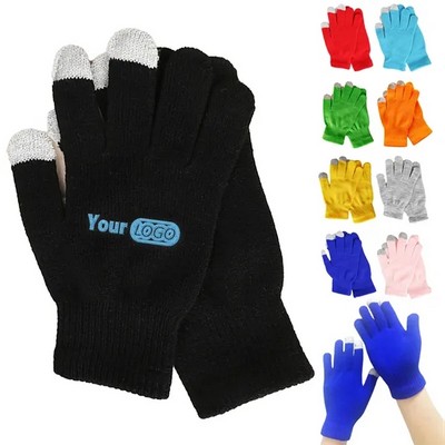 Acrylic Knitted Touchscreen Gloves(Ocean)